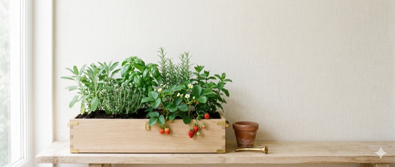 Bac Eden.Grow planté, vue large dans un intérieur clair.